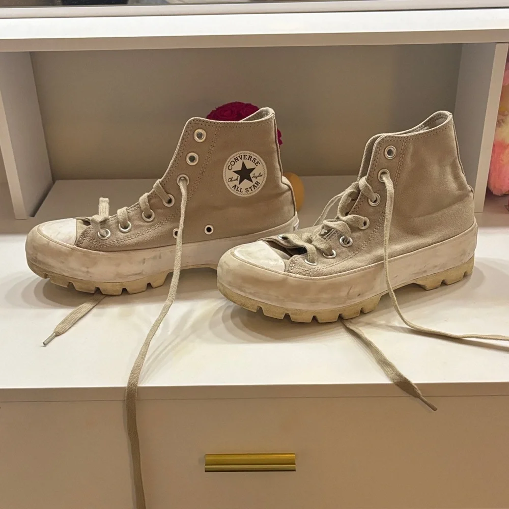 Converse Beige High-Top Sneakers - Picture 1 of 2